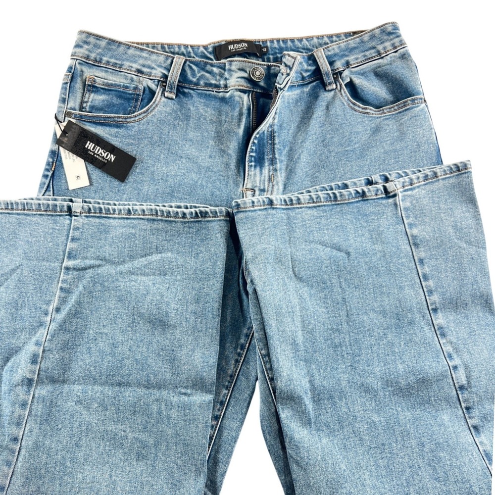 Hudson Wide Leg Jeans Womens 12 Light Wash High Rise Denim HLS0077US NWT